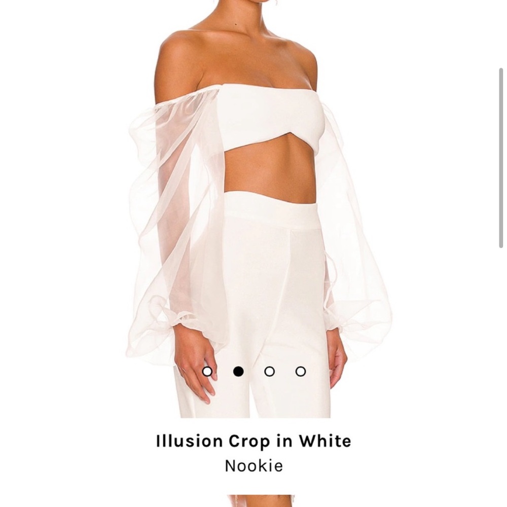 Nookie Illusion Sheer Sleeve White Crop Top
